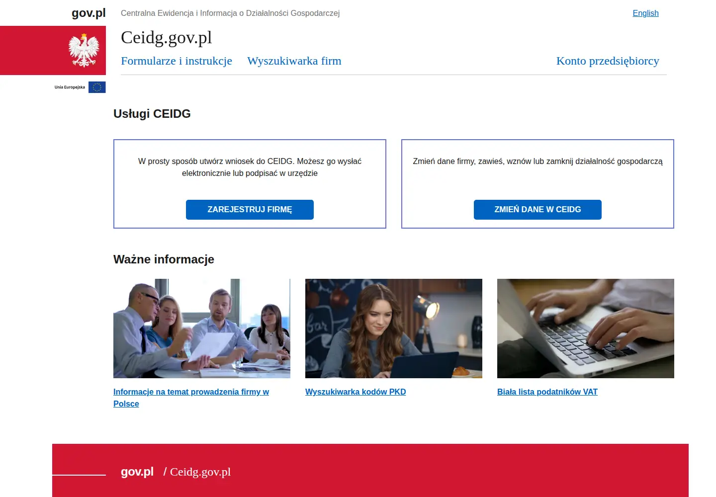 Screenshot of ceidg.gov.pl