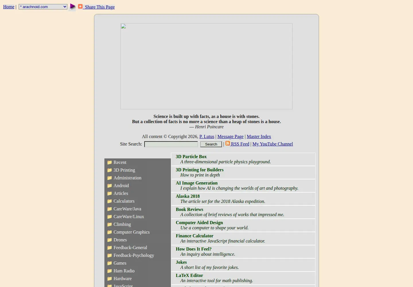 Screenshot of arachnoid.com