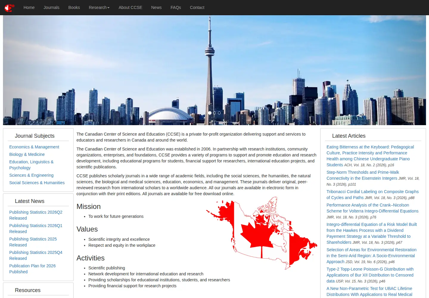 Screenshot of ccsenet.org