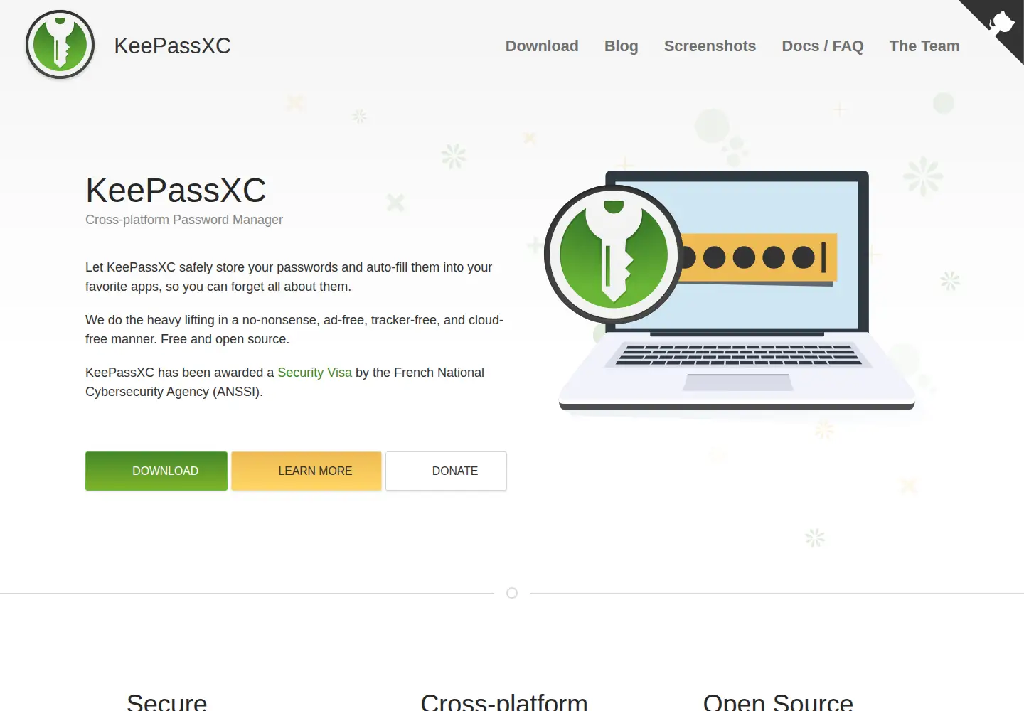 Screenshot of keepassxc.org