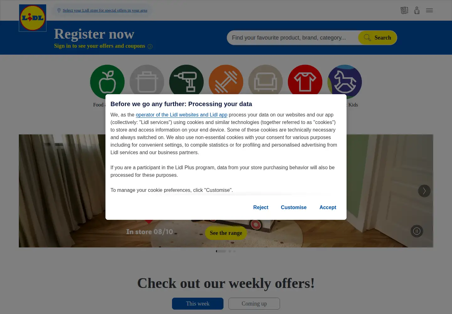 Screenshot of lidl.co.uk