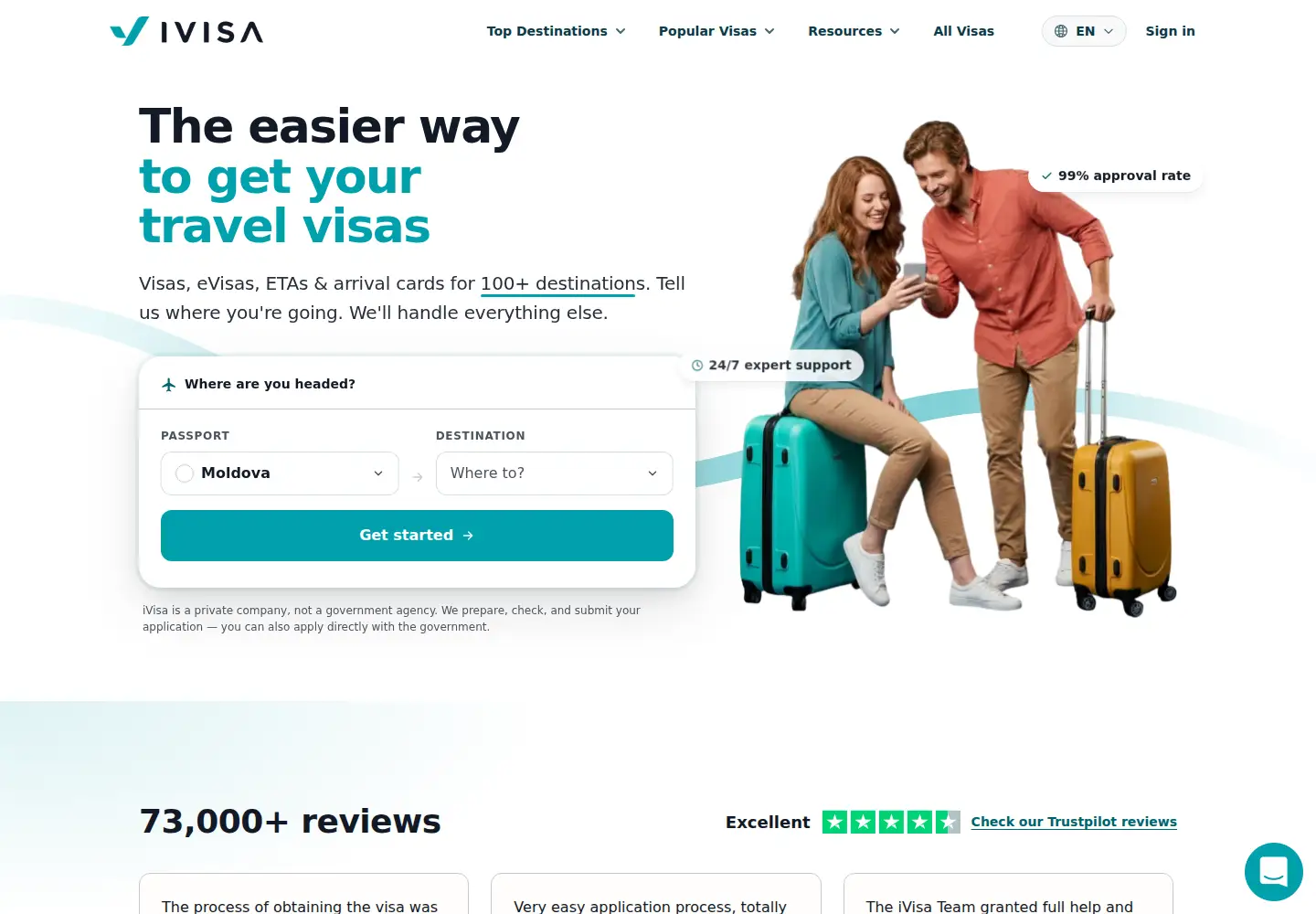 Captured homepage of ivisa.com in the current scan