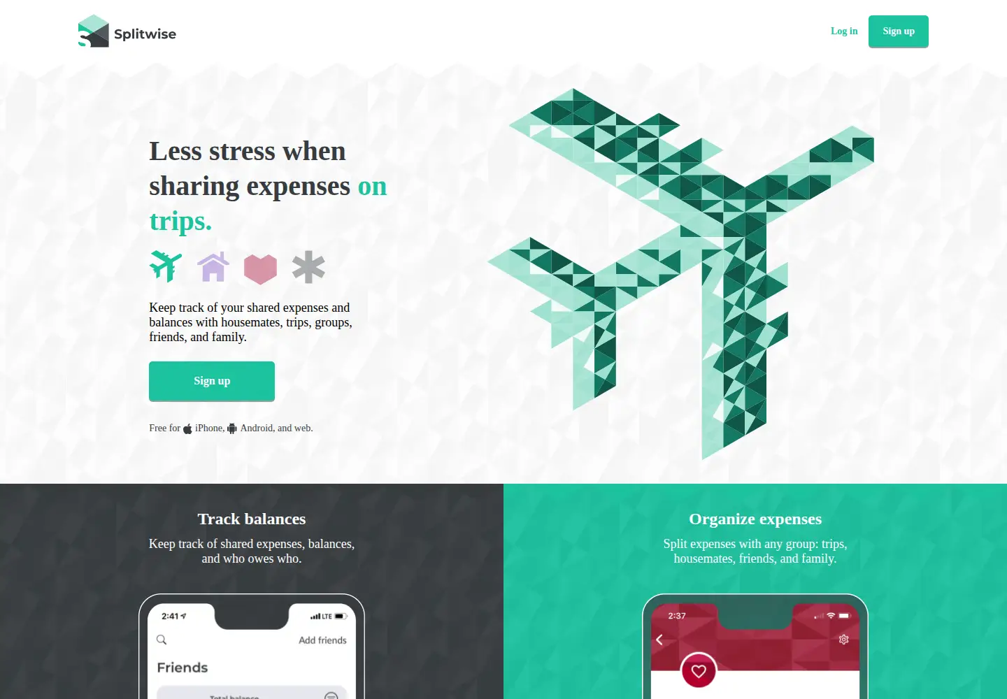 Screenshot of splitwise.com