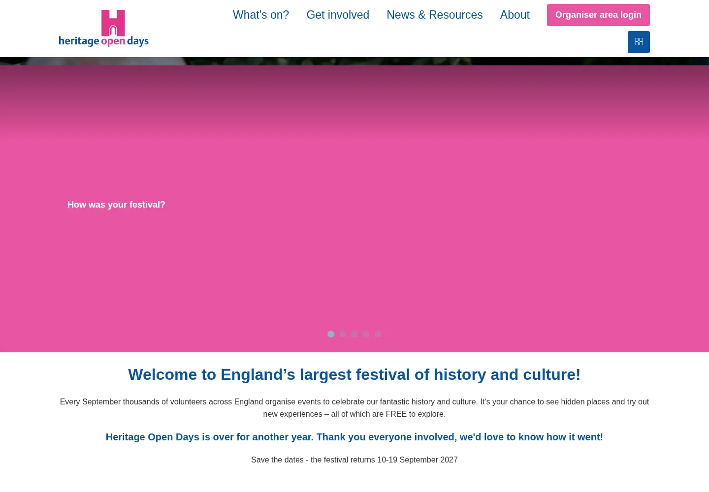 Screenshot of heritageopendays.org.uk