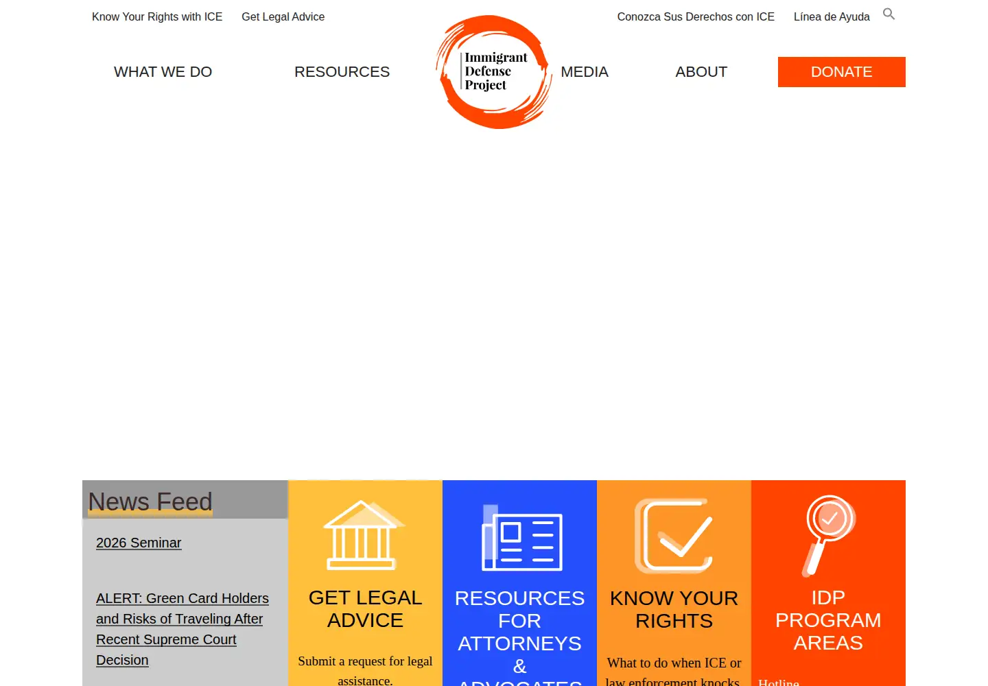 Screenshot of immigrantdefenseproject.org