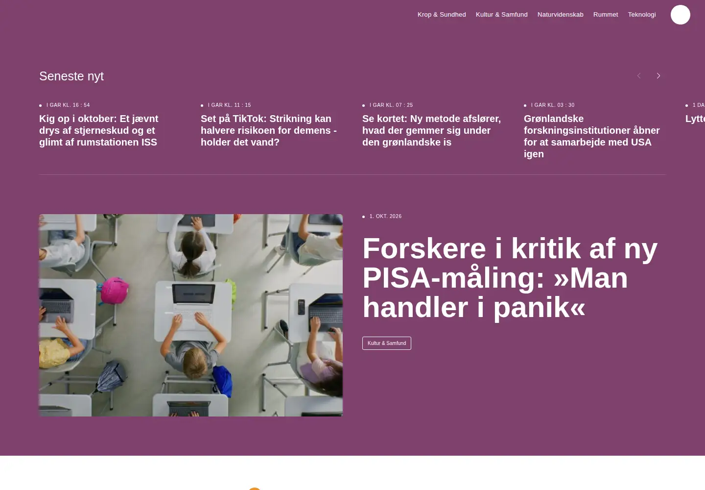 Screenshot of videnskab.dk