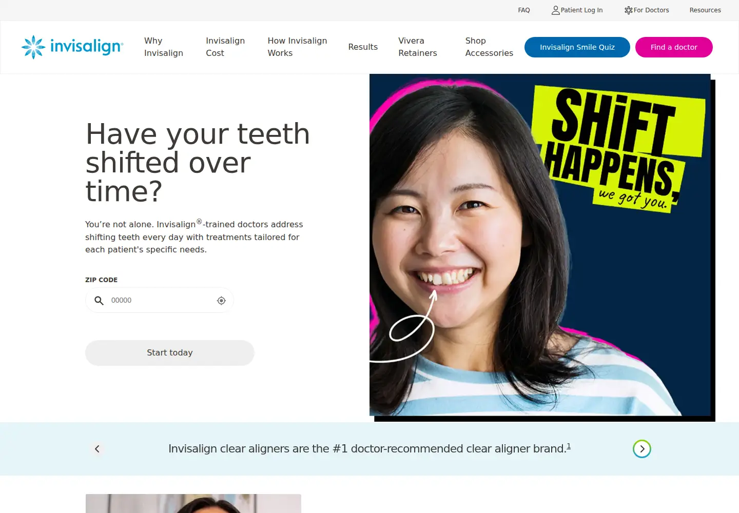 Screenshot of invisalign.com