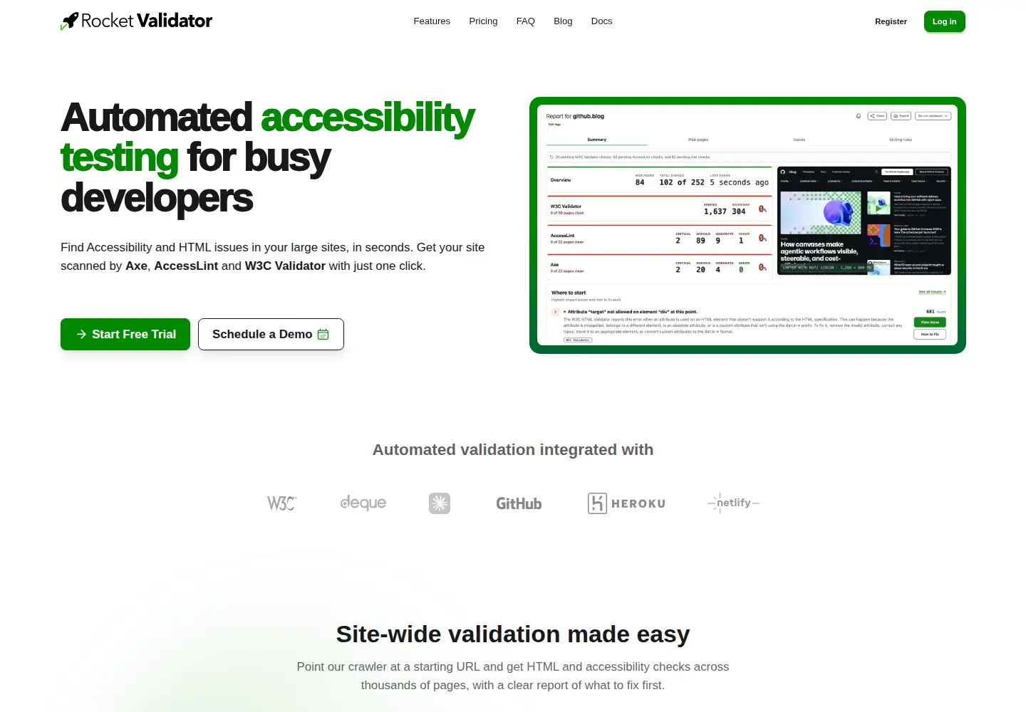 Screenshot of rocketvalidator.com
