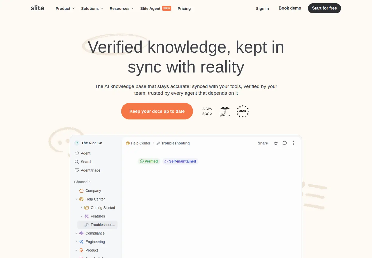 Screenshot of slite.com