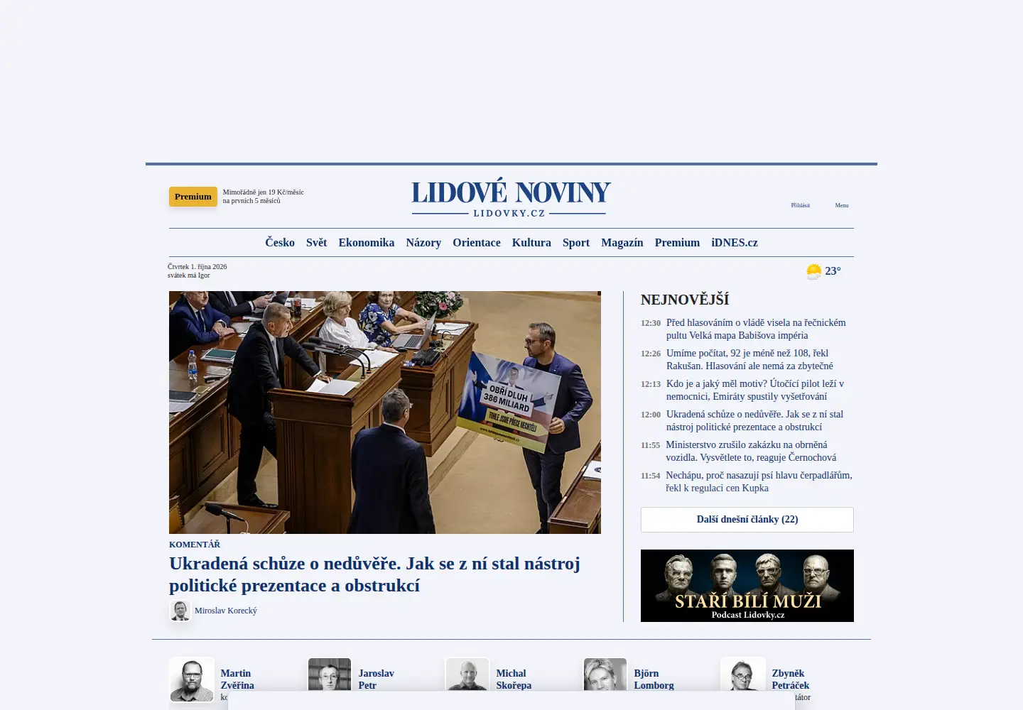 Screenshot of lidovky.cz