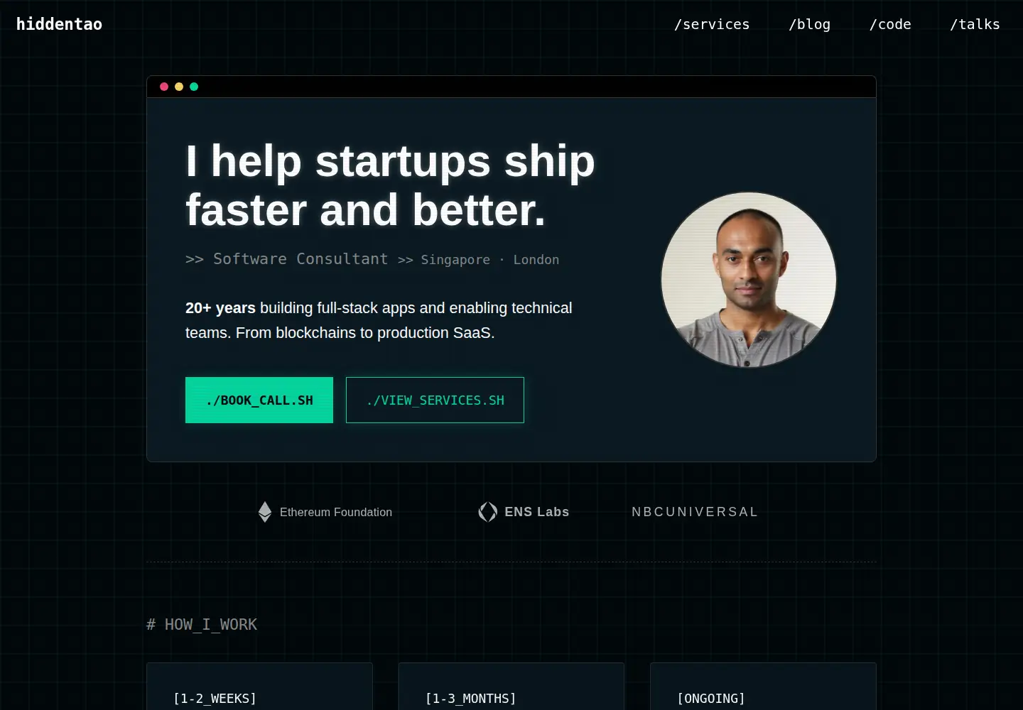 Screenshot of hiddentao.com
