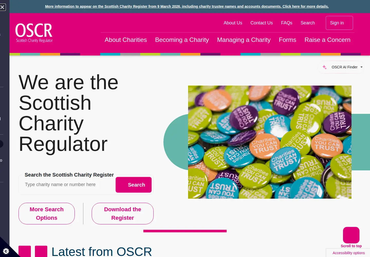 Screenshot of oscr.org.uk