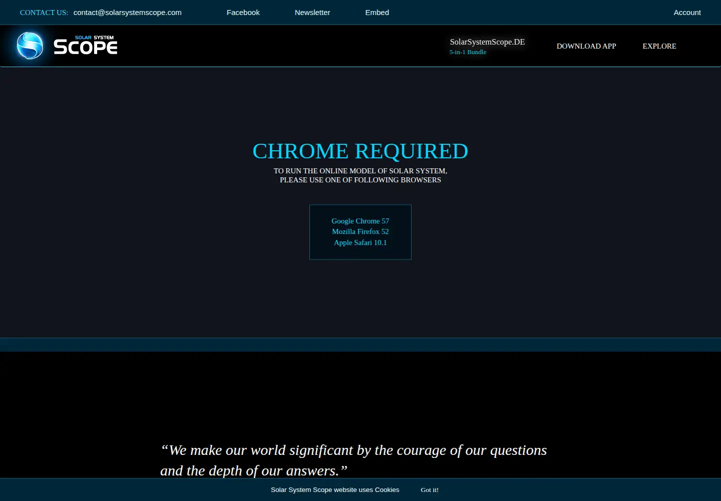 Screenshot of solarsystemscope.com