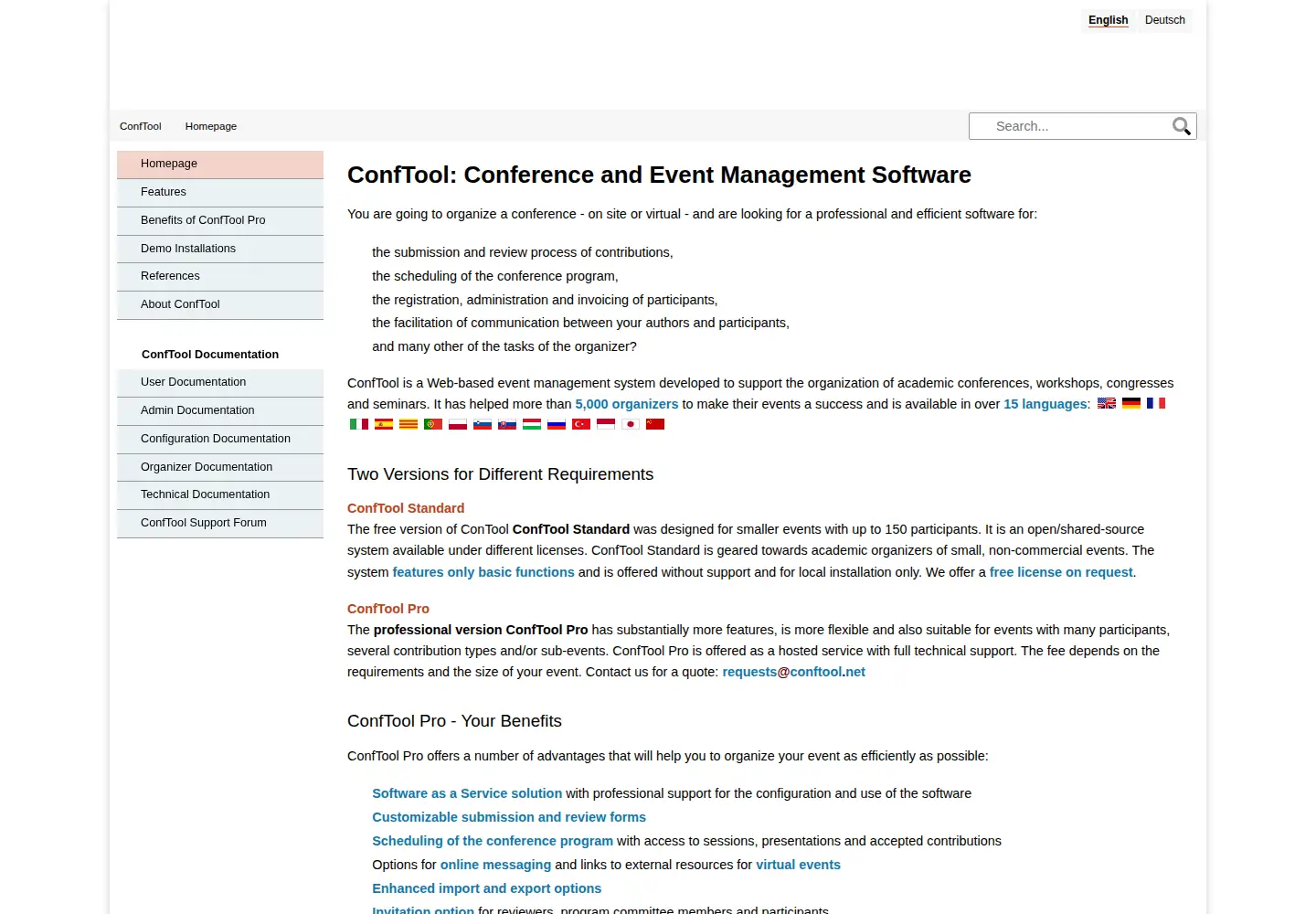Screenshot of conftool.com
