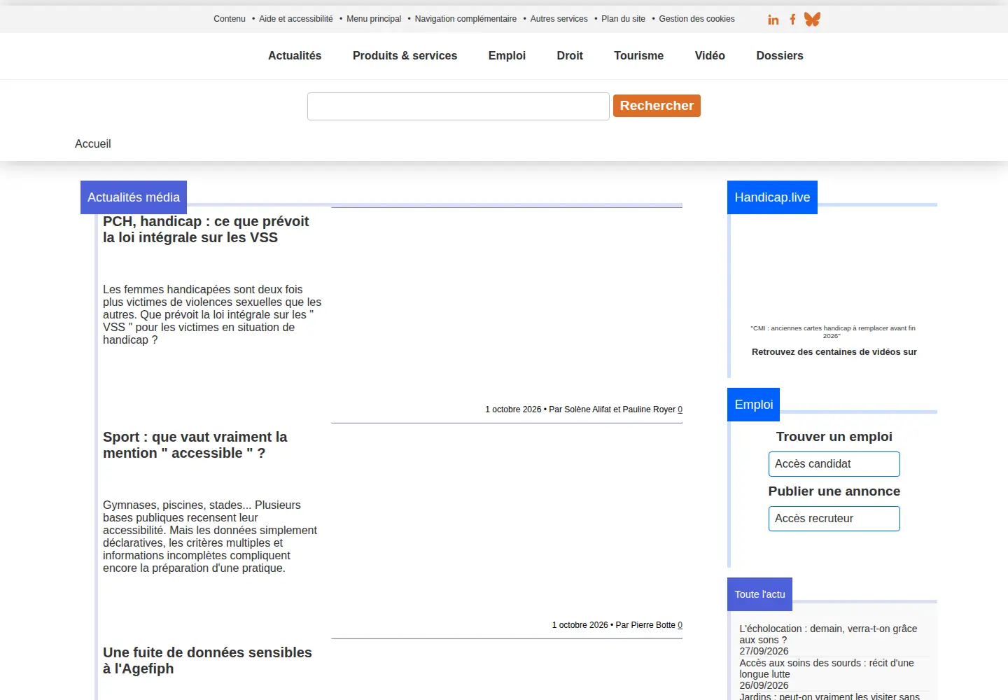 Screenshot of handicap.fr