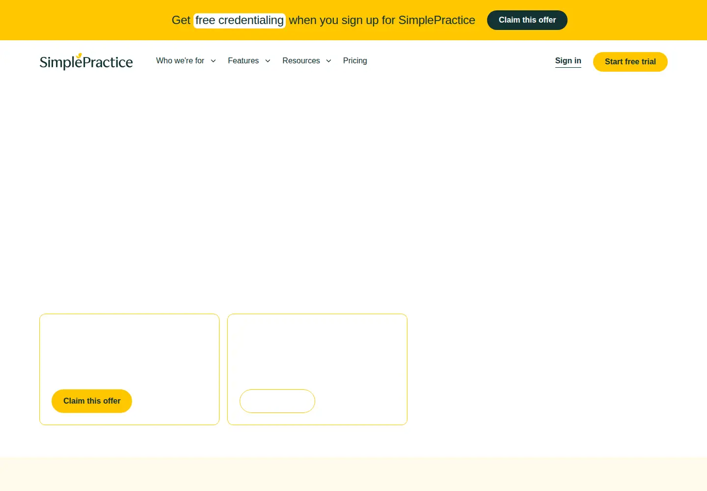 Screenshot of simplepractice.com