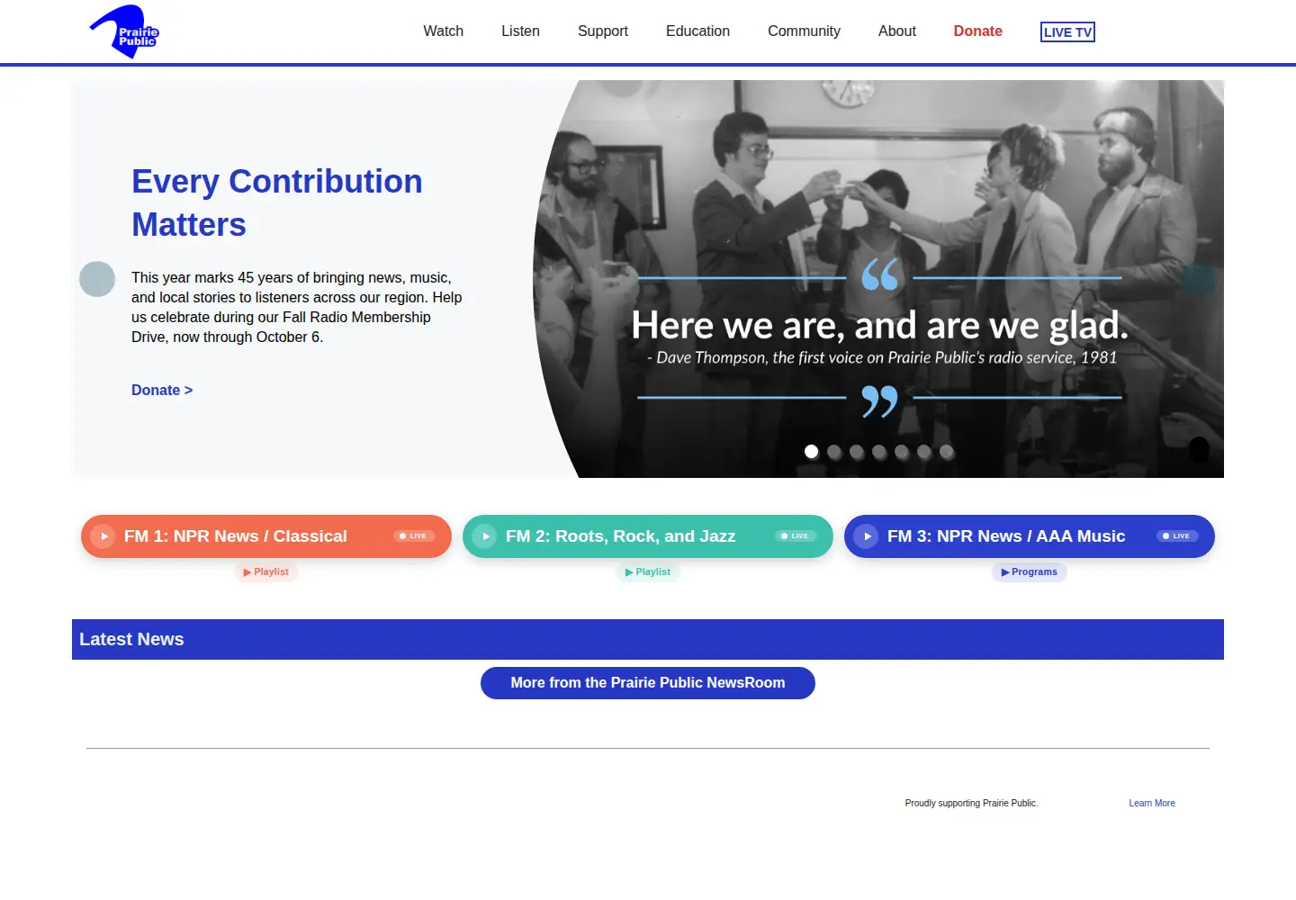 Screenshot of prairiepublic.org