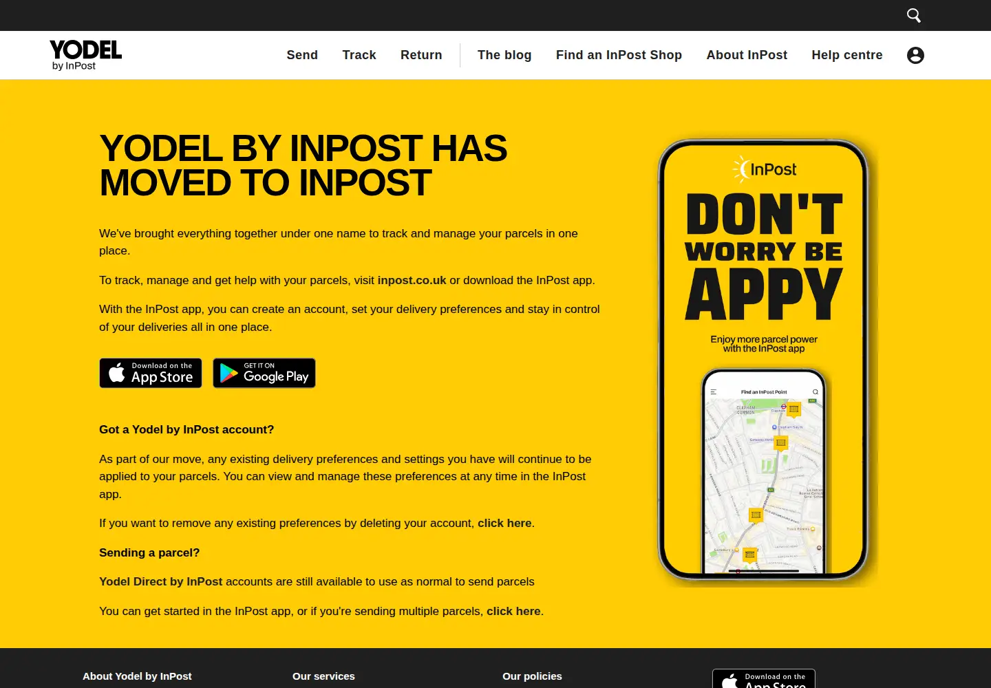 Screenshot of yodel.co.uk