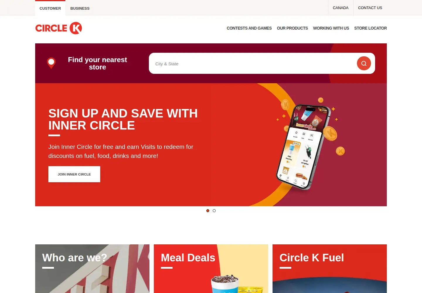 Screenshot of circlek.com