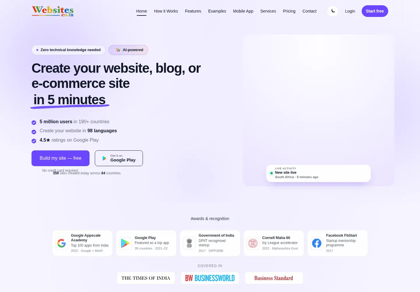 Screenshot of websites.co.in