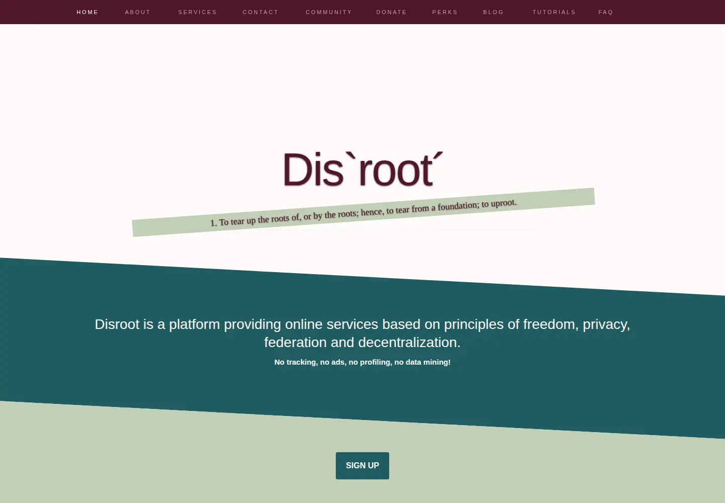 Screenshot of disroot.org