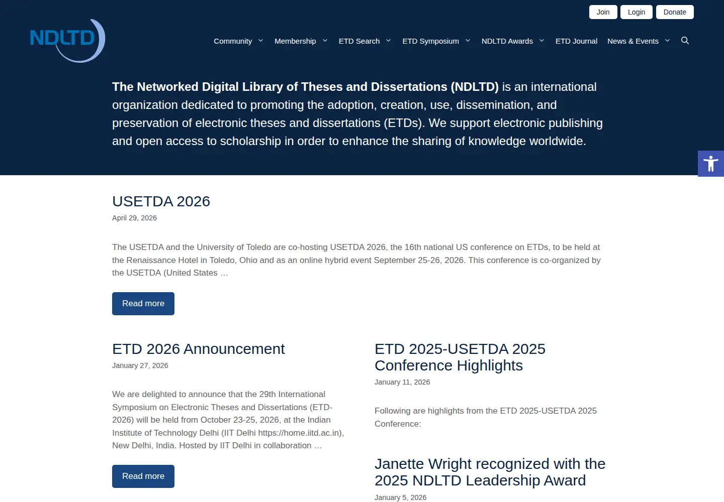 Screenshot of ndltd.org