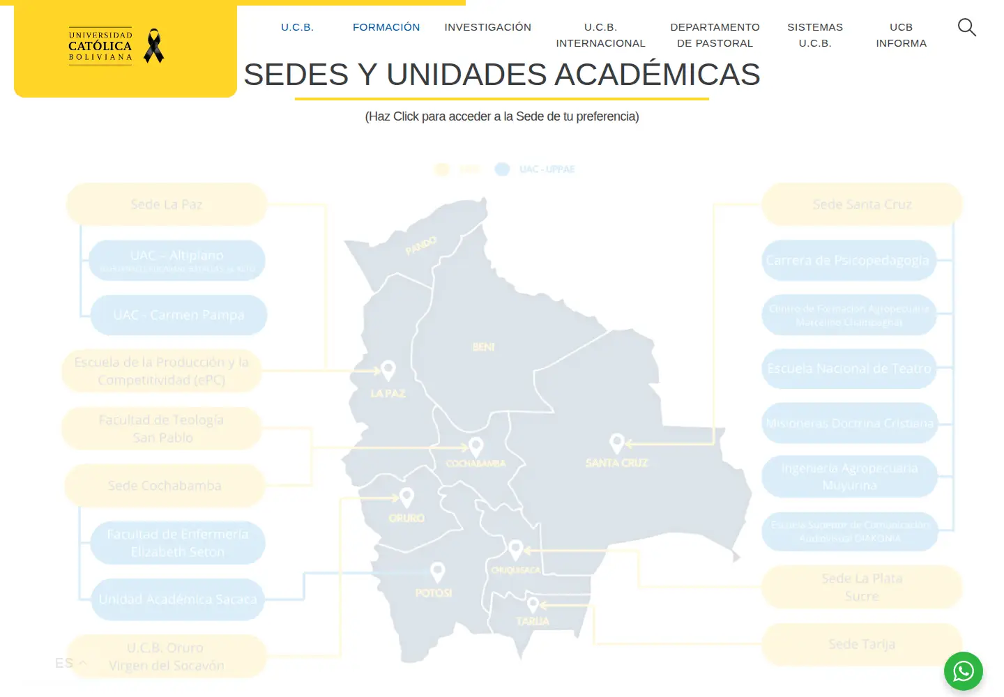 Screenshot of ucb.edu.bo