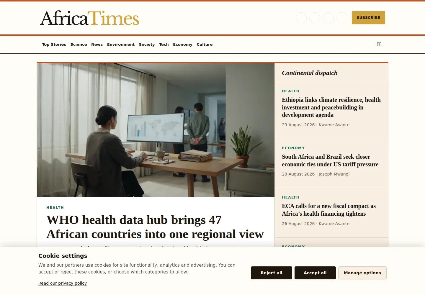 Screenshot of africatimes.com