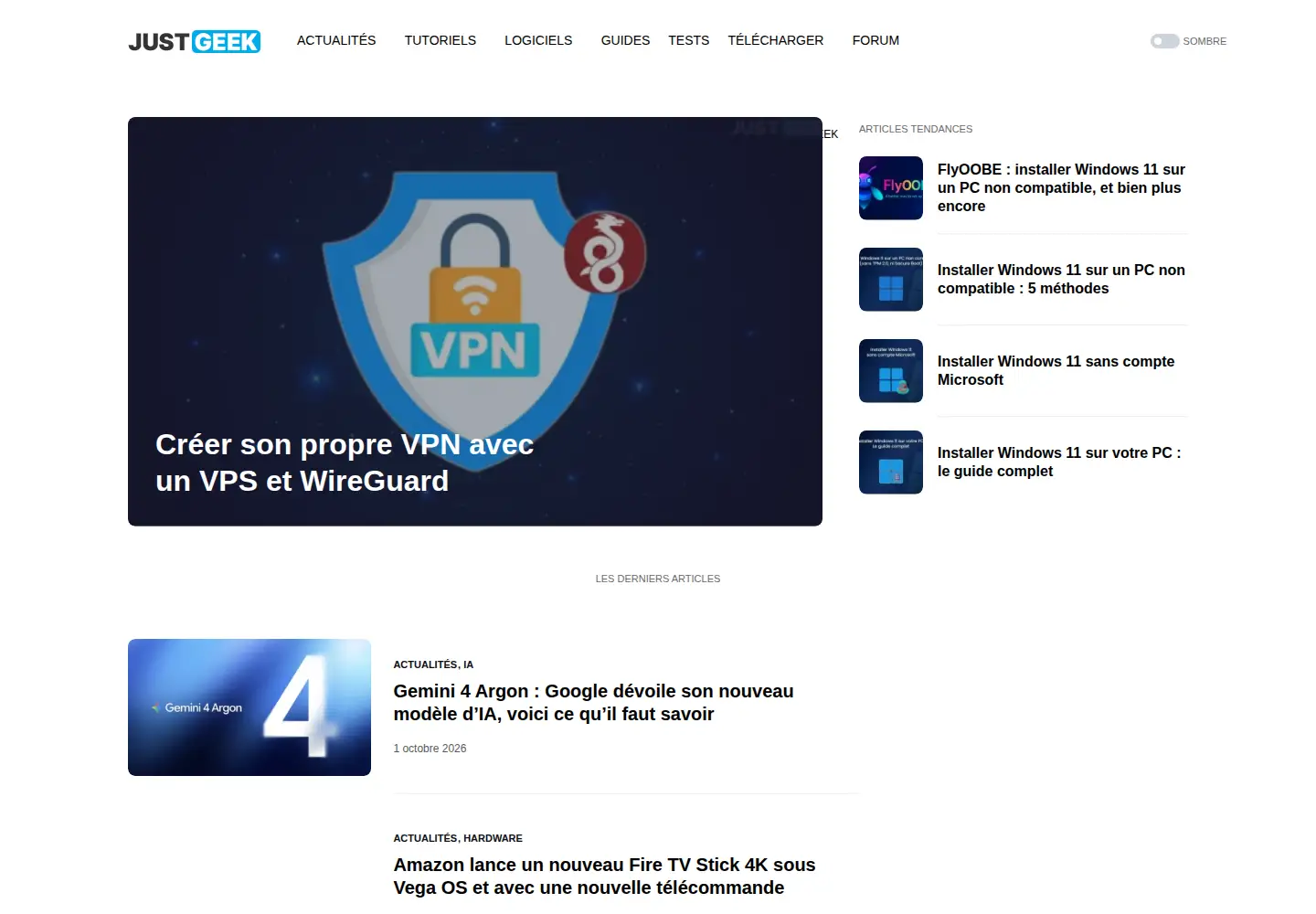 Screenshot of justgeek.fr