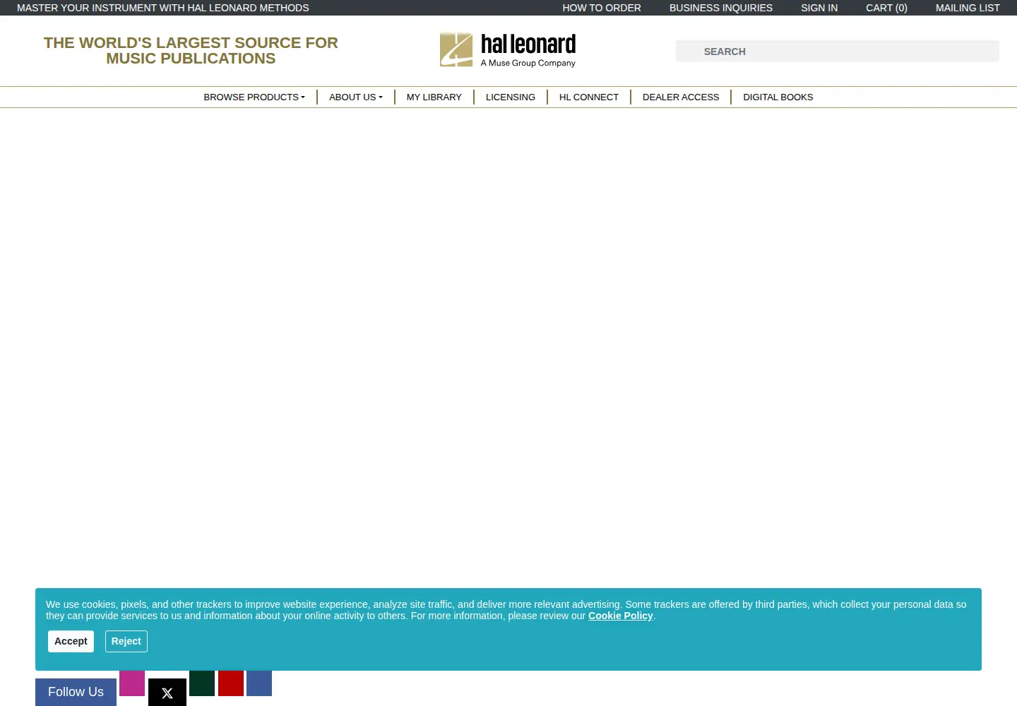 Screenshot of halleonard.com