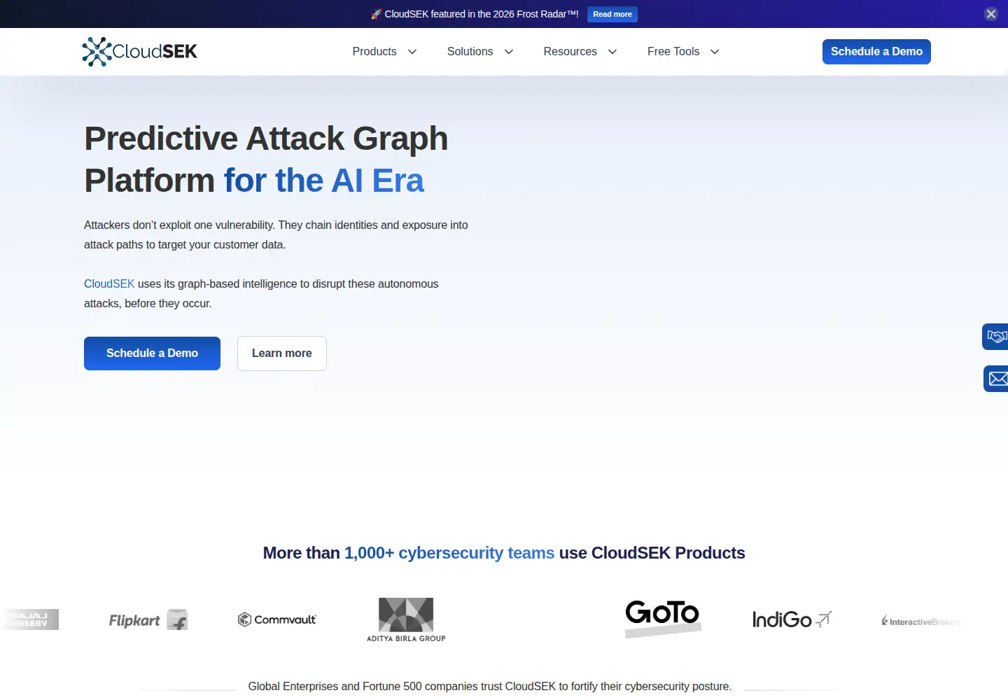 Screenshot of cloudsek.com
