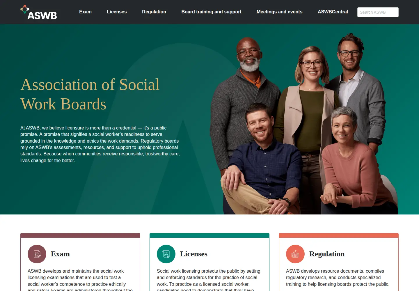 Screenshot of aswb.org