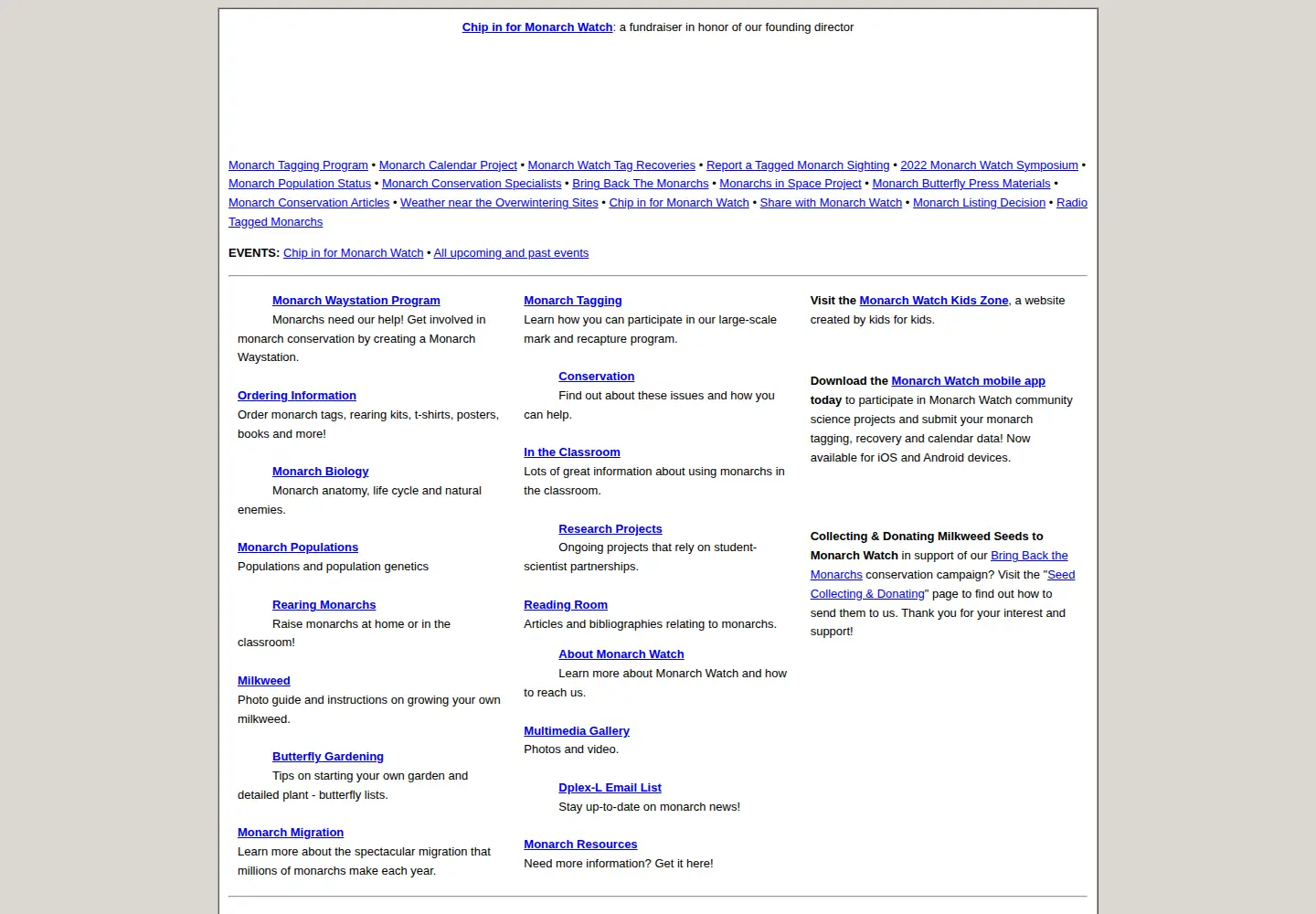 Screenshot of monarchwatch.org