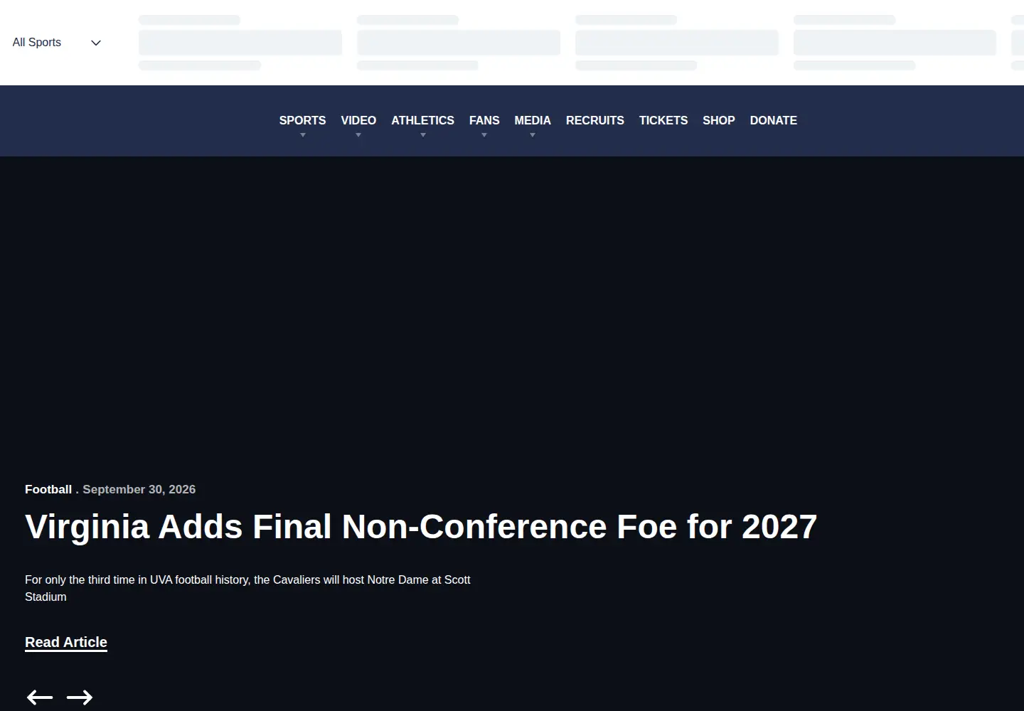 Screenshot of virginiasports.com