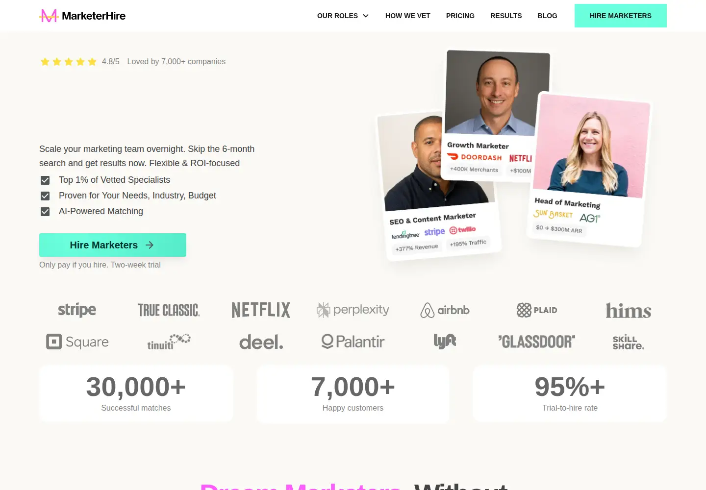 Screenshot of marketerhire.com