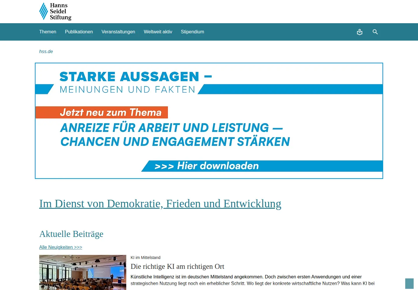 Screenshot of hss.de