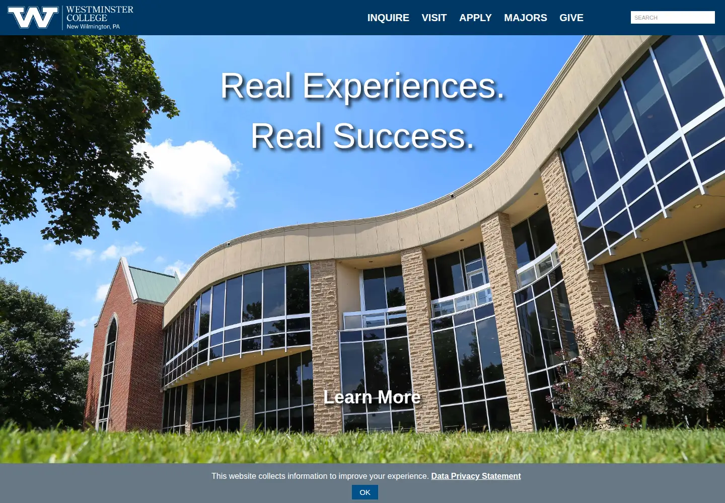 Screenshot of westminster.edu