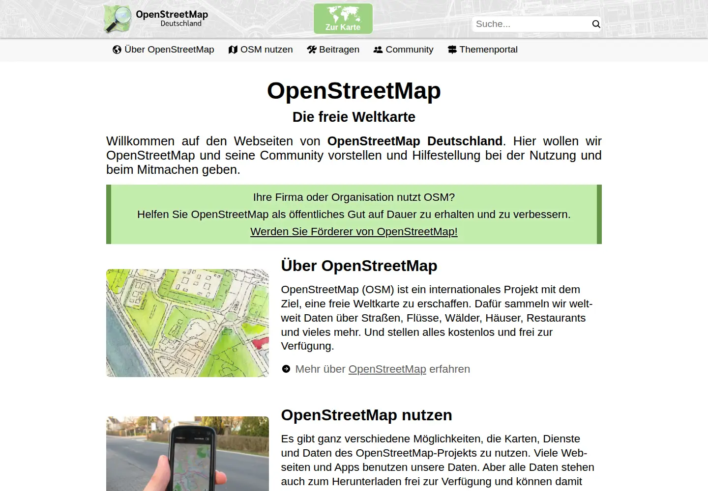 Screenshot of openstreetmap.de