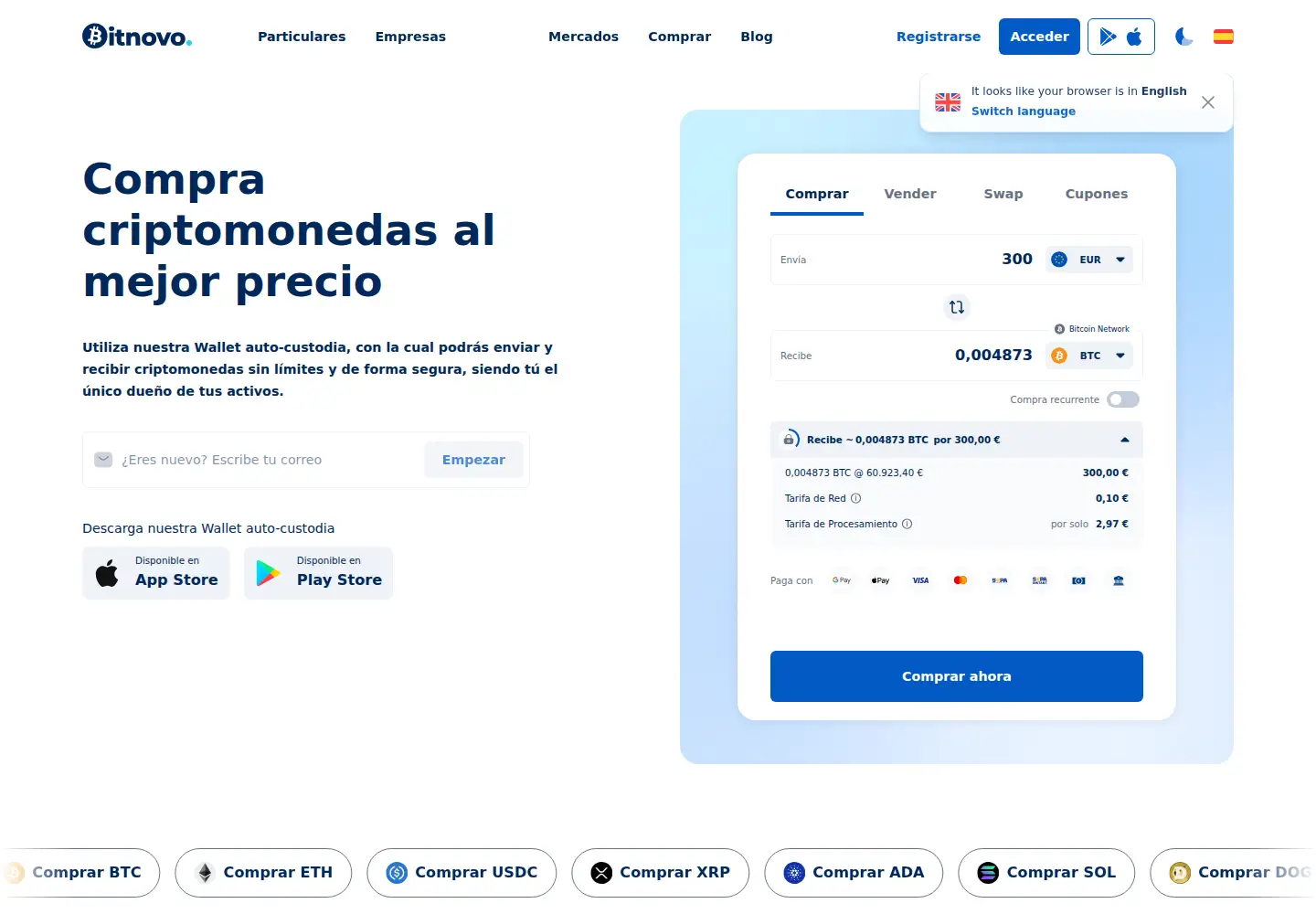 Screenshot of bitnovo.com