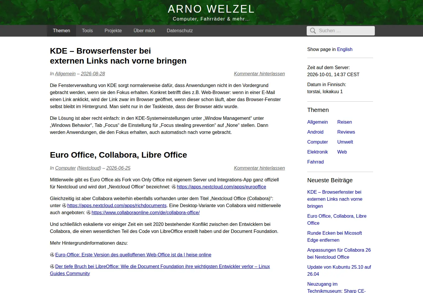 Screenshot of arnowelzel.de