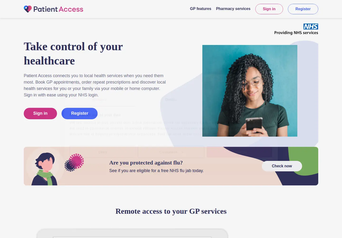 Screenshot of patientaccess.com