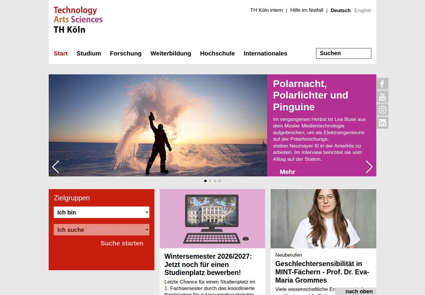 Screenshot of th-koeln.de