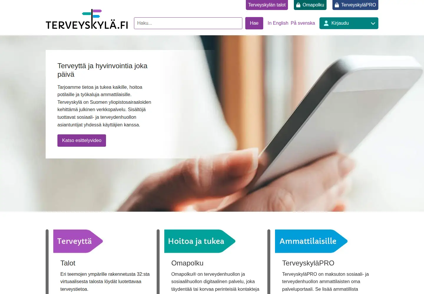 Screenshot of terveyskyla.fi