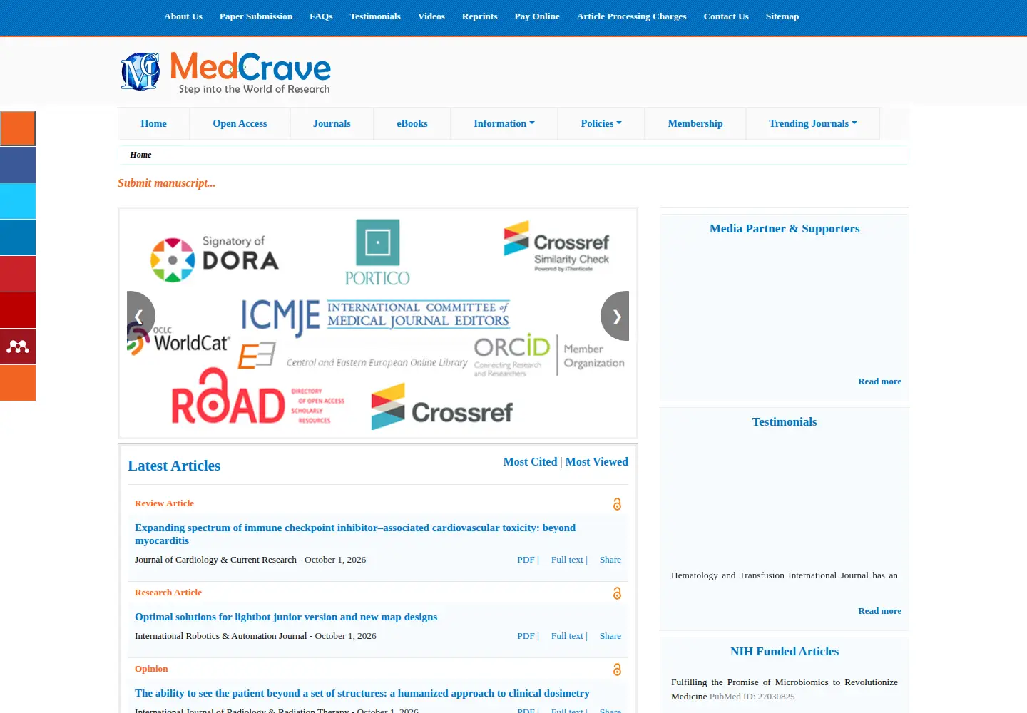 Screenshot of medcraveonline.com