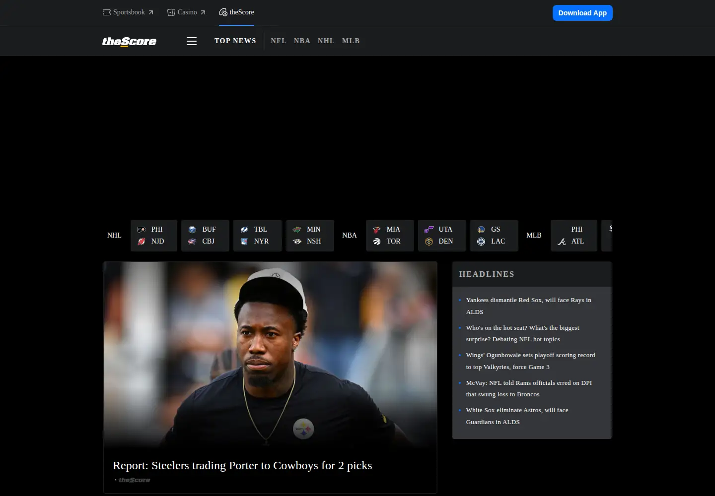 Screenshot of thescore.com