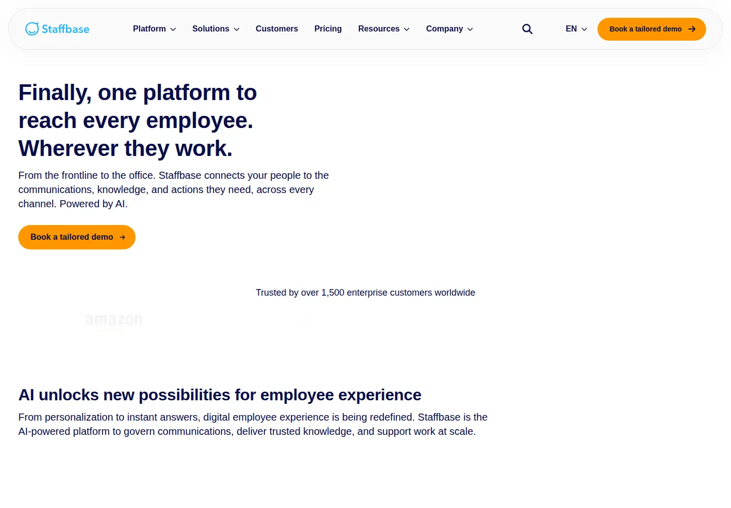 Screenshot of staffbase.com