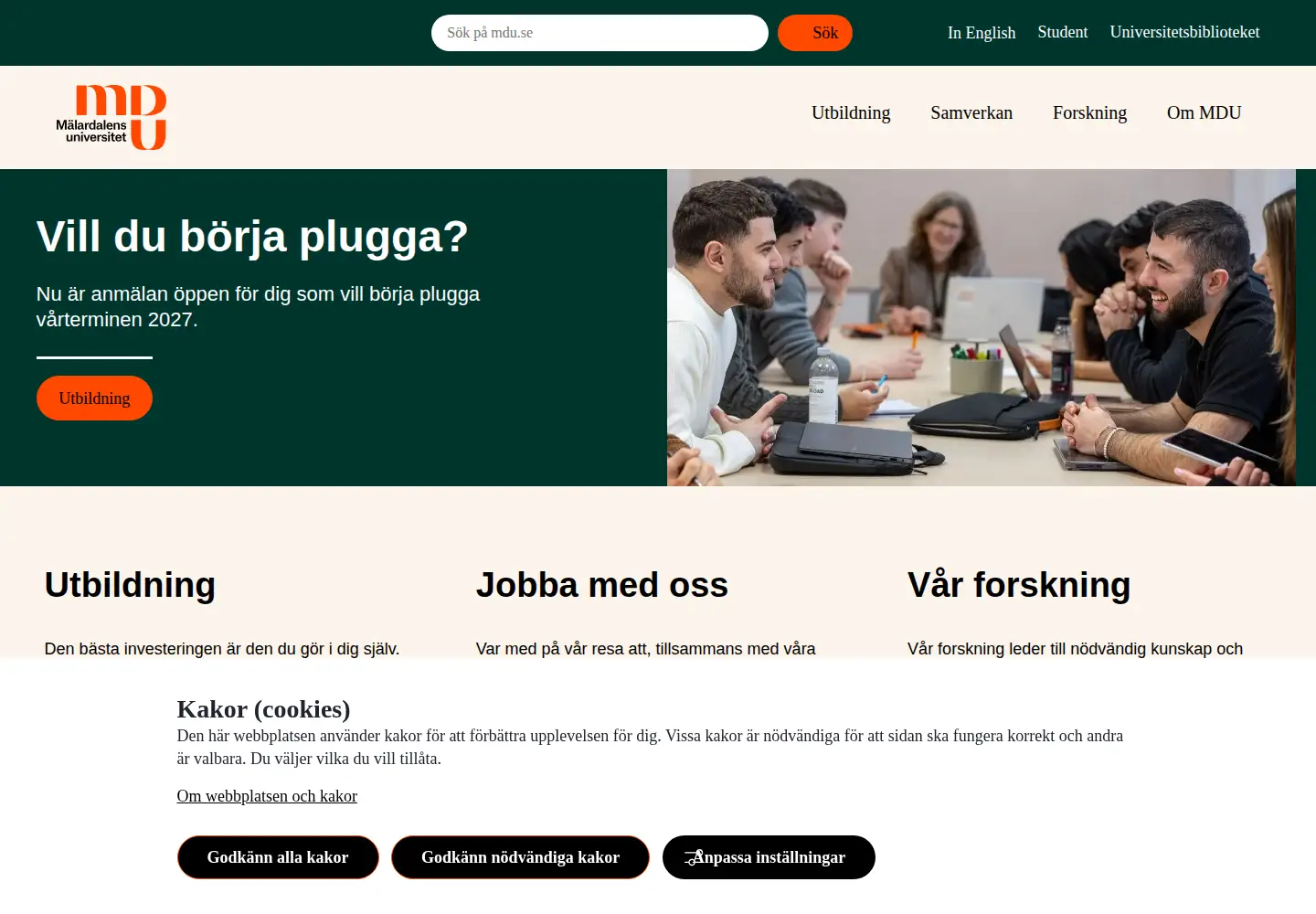 Screenshot of mdu.se