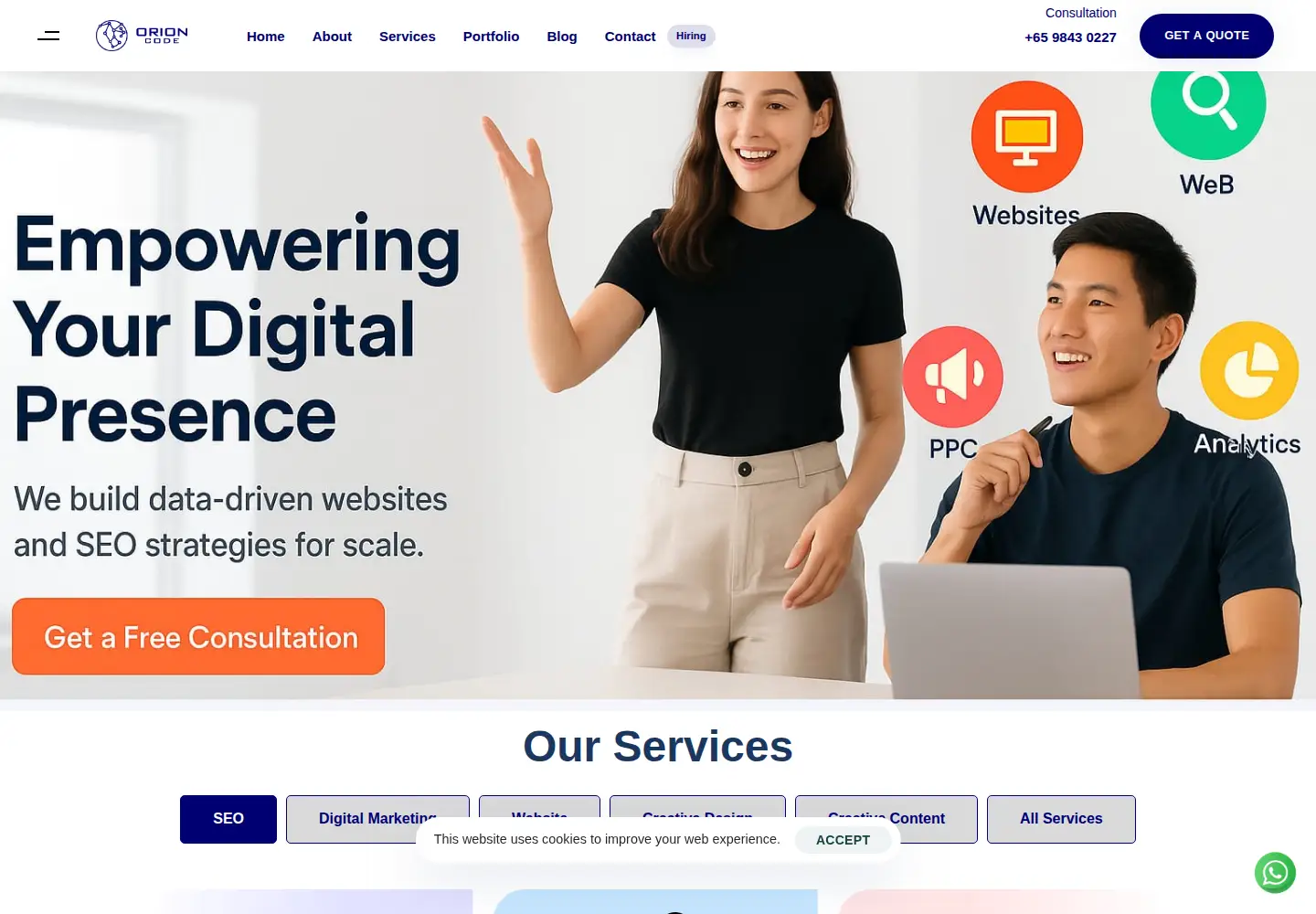 Screenshot of orioncode.sg
