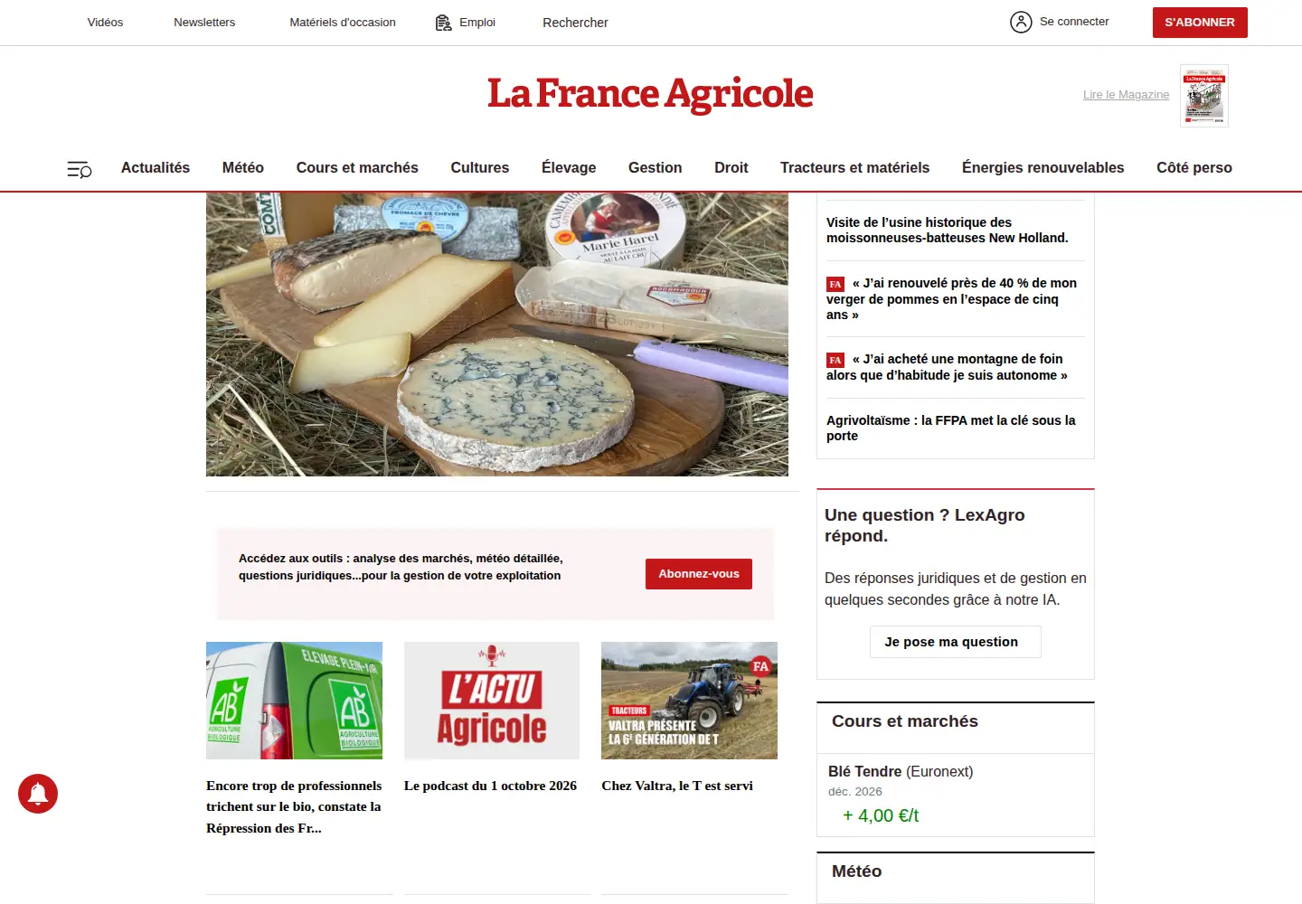 Screenshot of lafranceagricole.fr