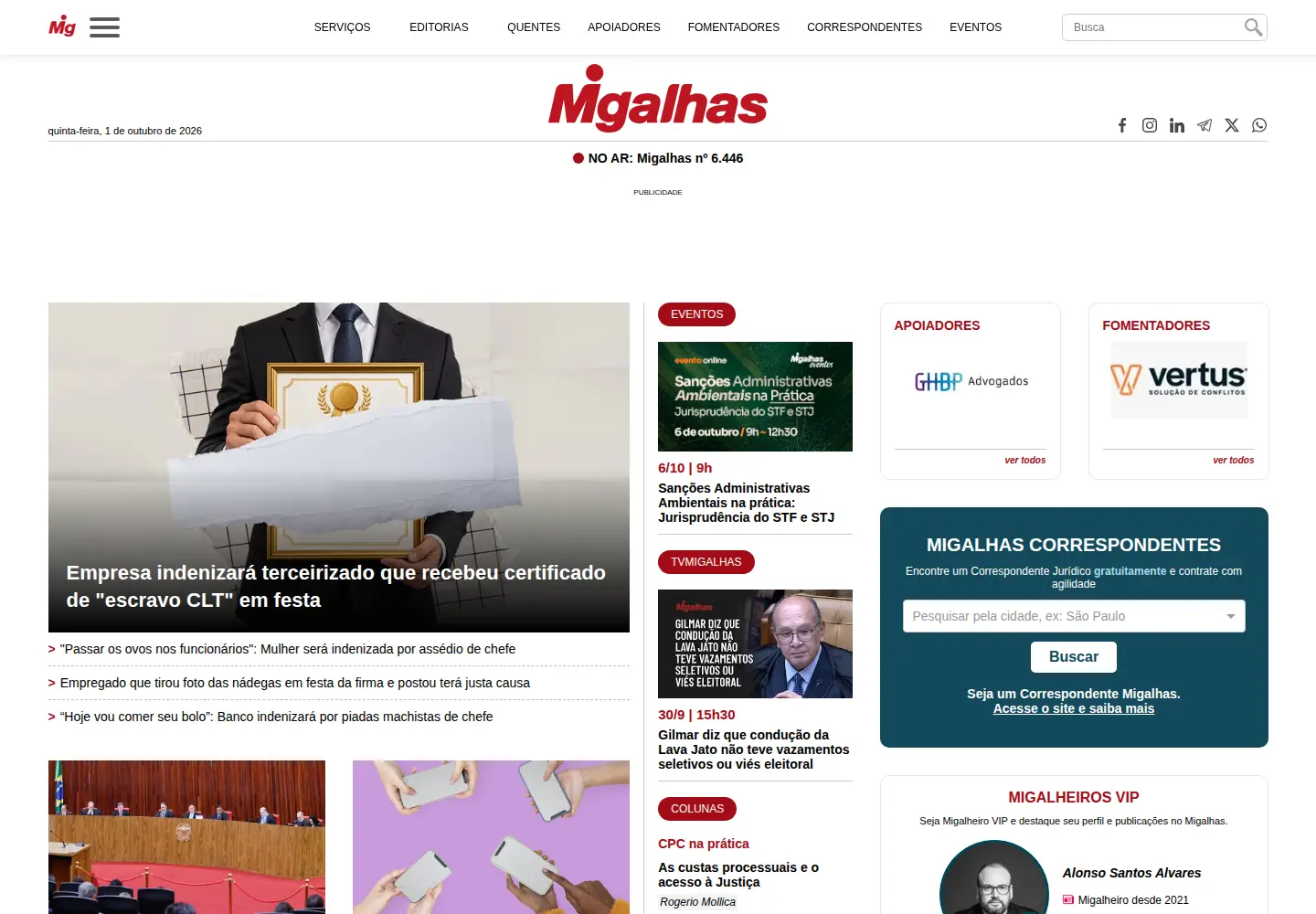 Screenshot of migalhas.com.br